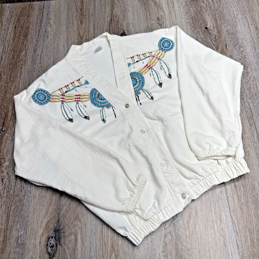 VTG 90s Dreamcatcher Sweatshirt Womens L/XL Cardigan Sam Beach Florida USA